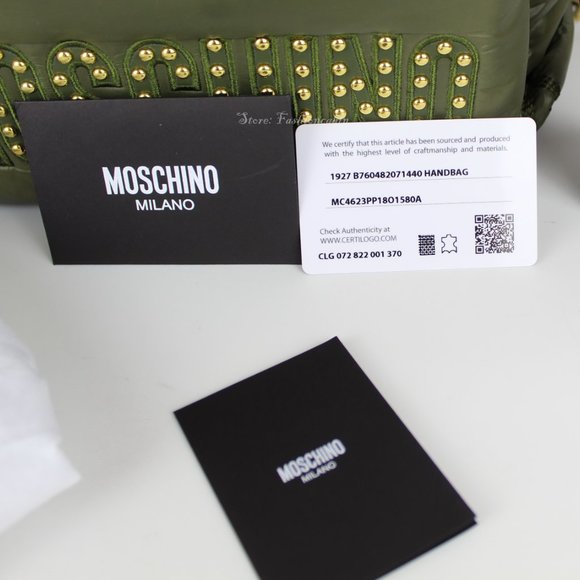 NWT MOSCHINO Studded Quilted Logo Backpack | Studded Bag Travel School Chic main image 9